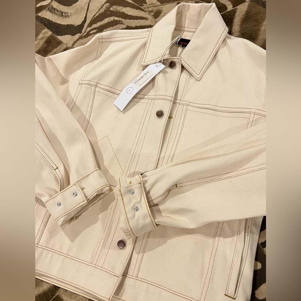 ARSON WACH Cream Denim Jacket with stitching